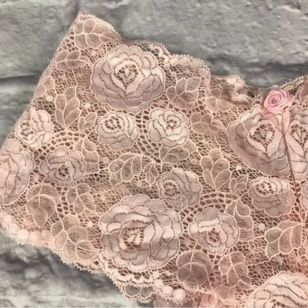 Victoria’s Secret Vintage Rose Pattern Lace‎ Tanga Panty Powder Pink size M